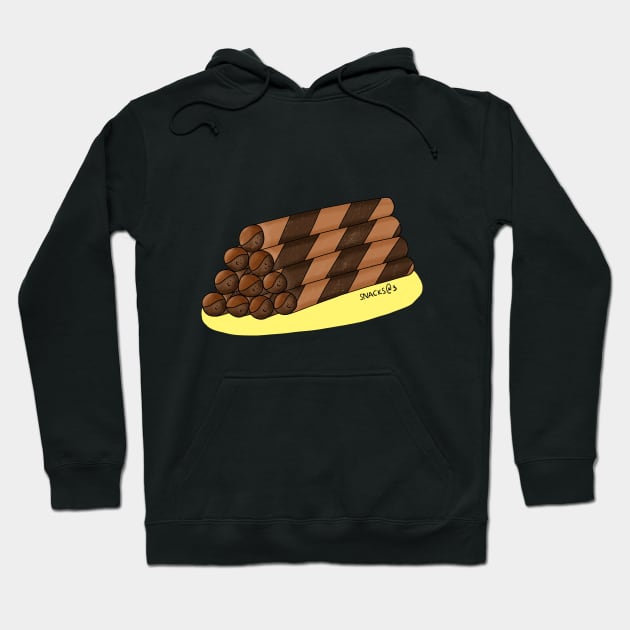 A pile of chocolate wafer rolls Hoodie by Snacks At 3